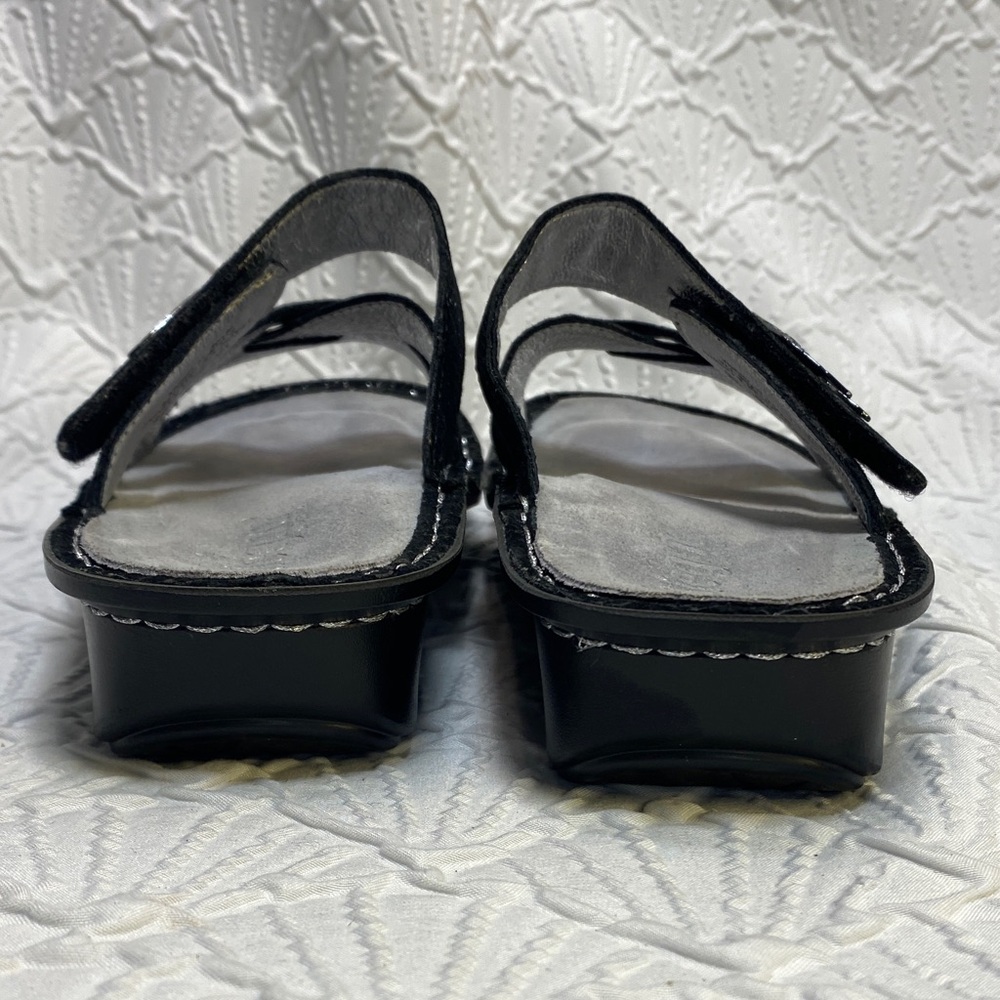 Alegria Victoriah Lustrous Black Strappy Leather Chiappetta Slide Sandals comfy - Picture 8 of 14